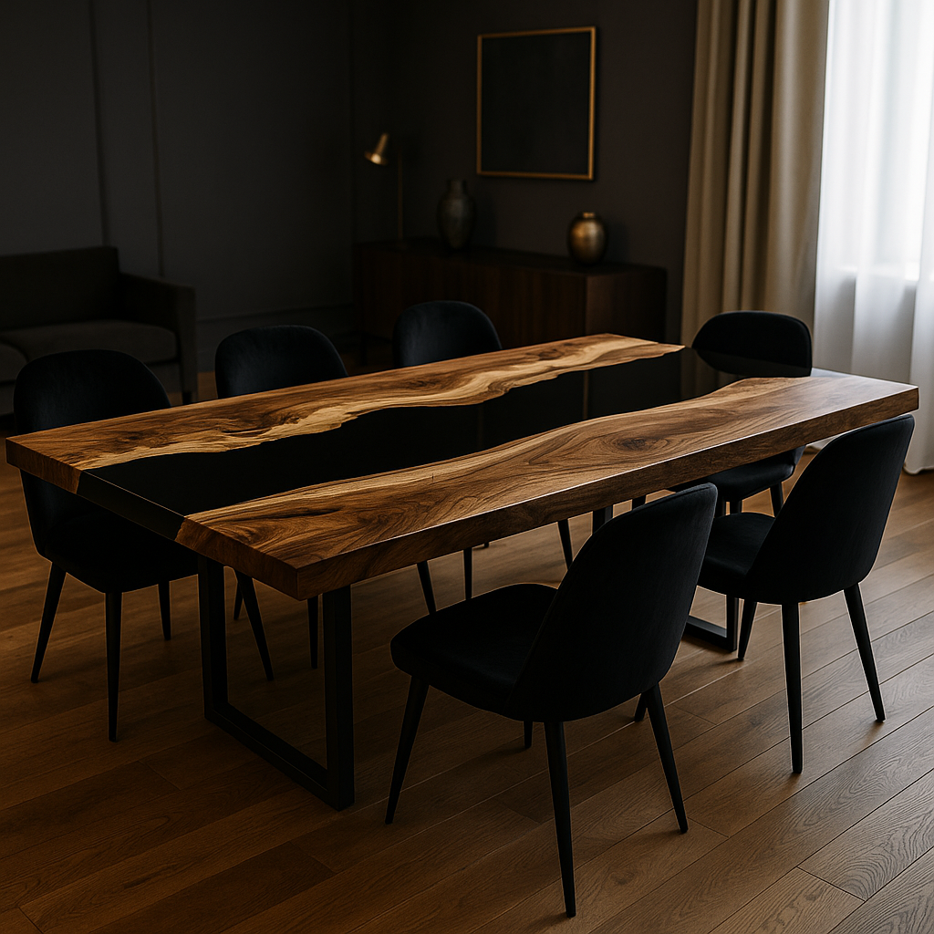 Mesa exclusiva madera y resina / Luxury wood & resin dining table